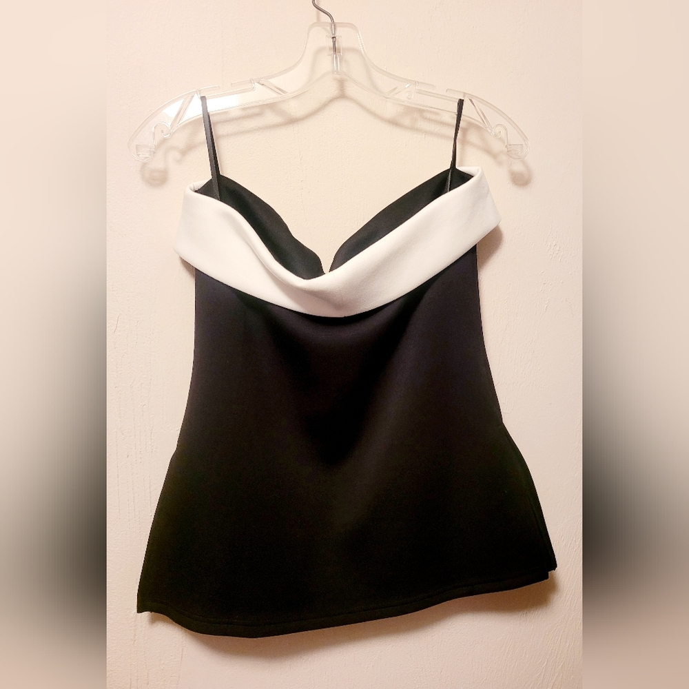 Elegant Black and White Strapless Top